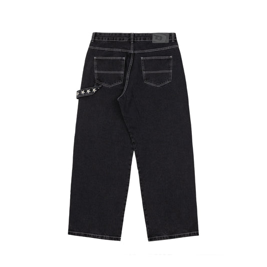 Denim Stars Pants Preta