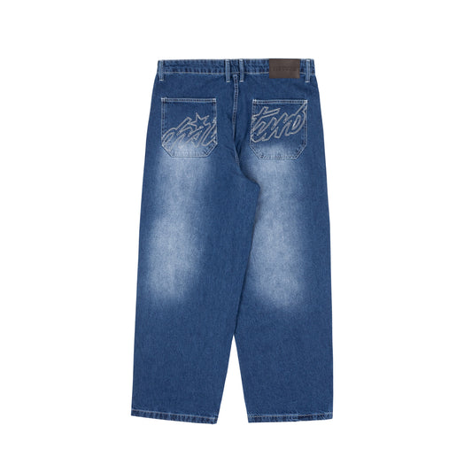 Faded Denim Pants in Blue
