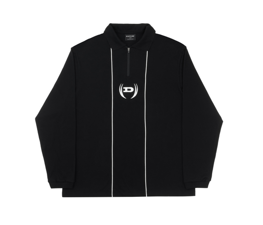 Straight Long Sleeve Polo in Black