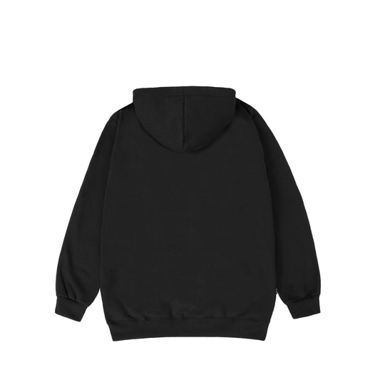 Tonal Zip Through Hoodie in Black