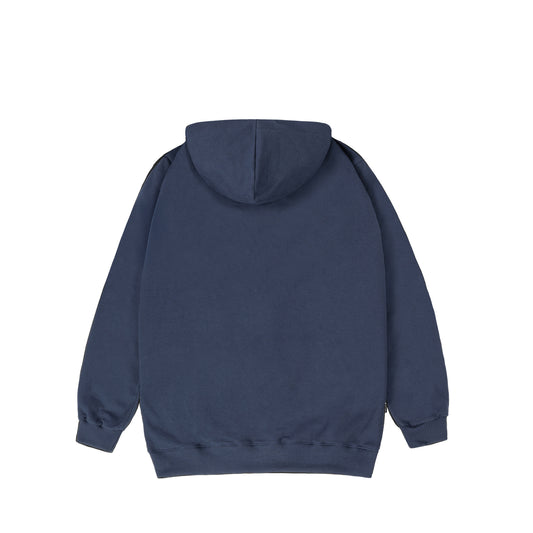 Tonal Zip Through Hoodie in Blue