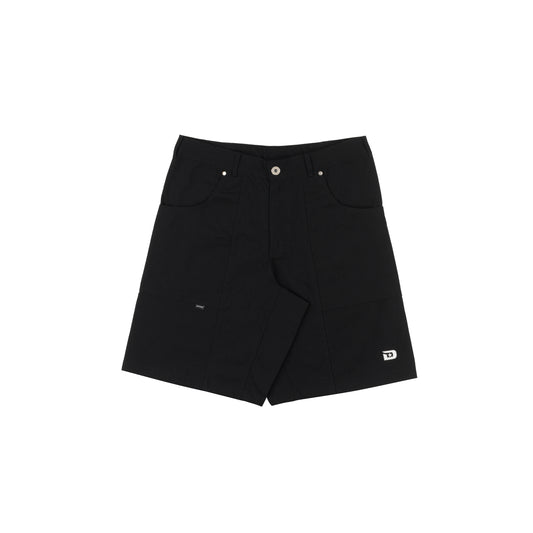 Wide Twill Shorts in Black