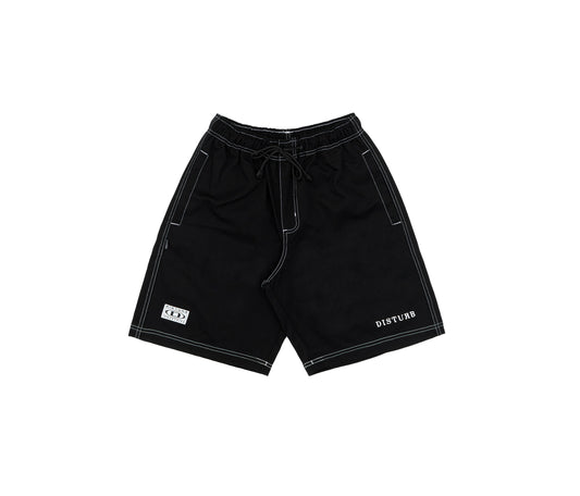 Contrast Twill Shorts In Black