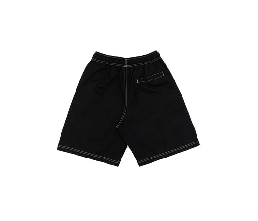 Contrast Twill Shorts In Black