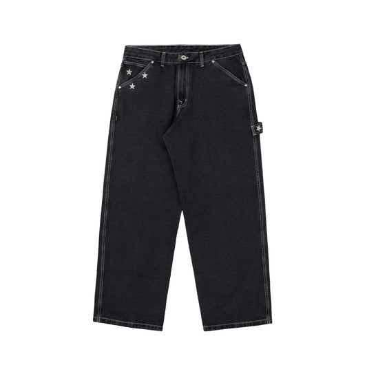 Denim Stars Pants Preta