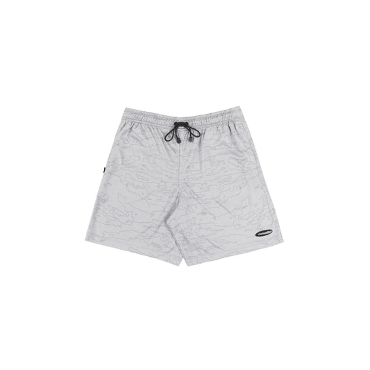 Outline Map Mesh Shorts in Grey