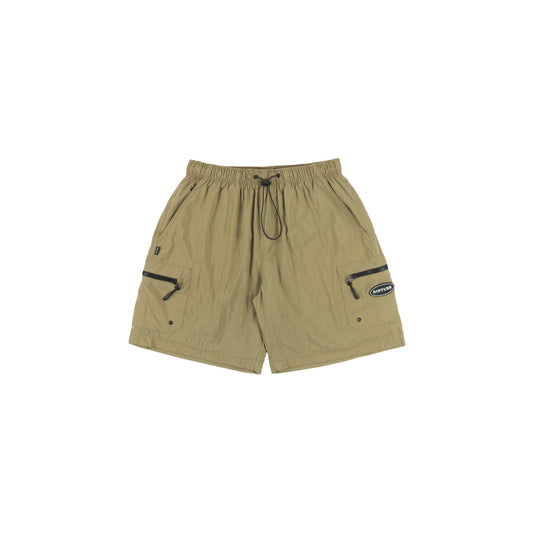 Plain Cargo Nylon Shorts in Beige