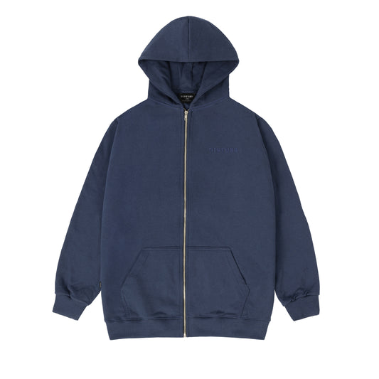 Tonal Zip Through Hoodie in Blue