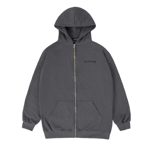 Tonal Zip Through Hoodie in Grey